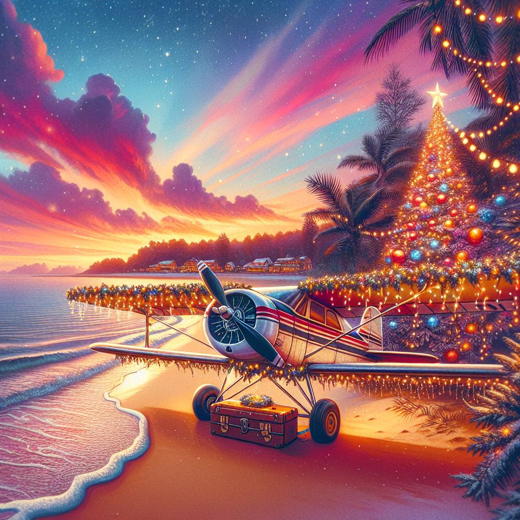 3) Christmas AI Generated Card - Kitfox Planes, India, and Sandy Beaches and Sunsets (1d82b)