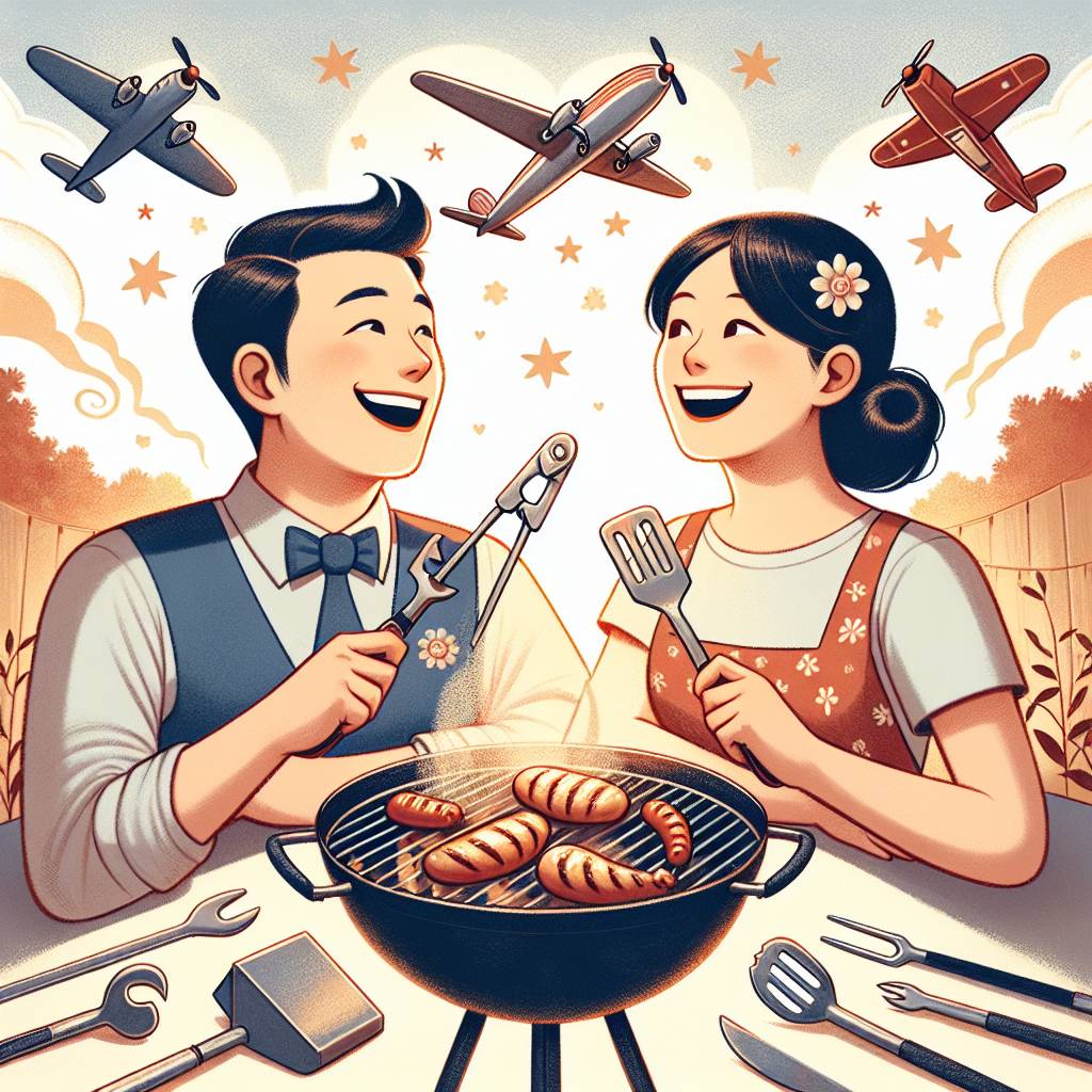 2) Anniversary AI Generated Card - Barbecue, Tools, and Planes (a0aa2)