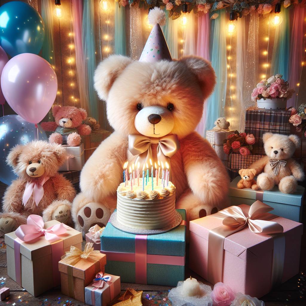 4) Birthday AI Generated Card - The name Zarah, Teddy bears, and Cake (9dc6c)