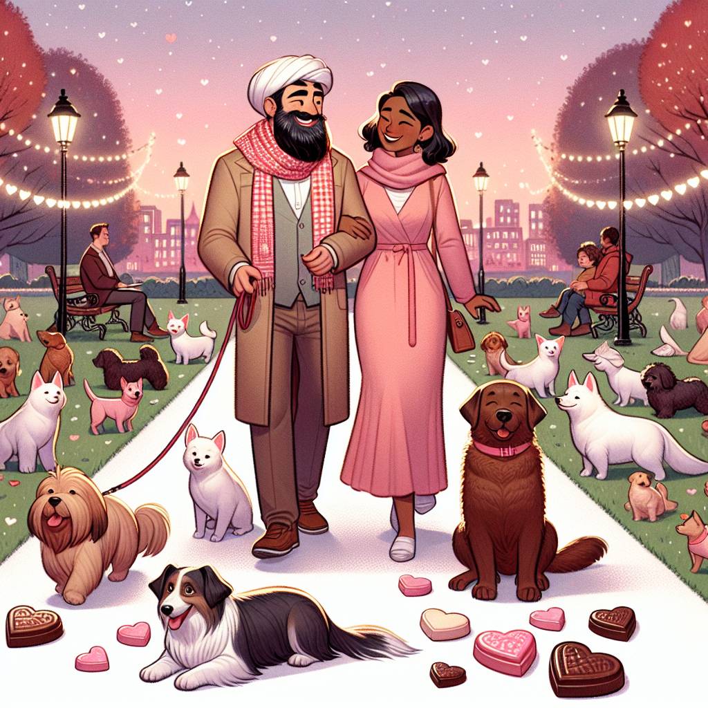 1) Valentines-day AI Generated Card - Walking dogs chocolate  (bebd1)