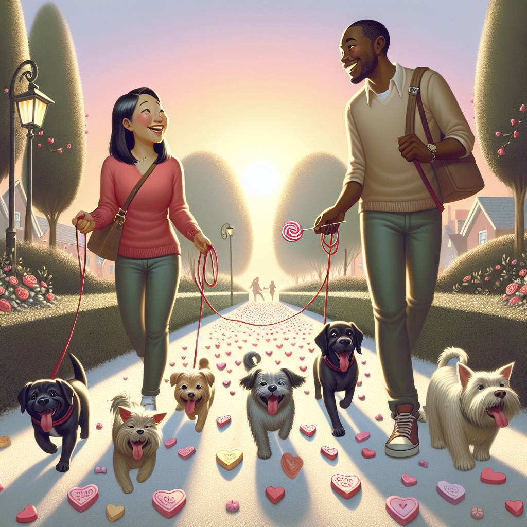 2) Valentines-day AI Generated Card - Walking dogs chocolate  (389da)