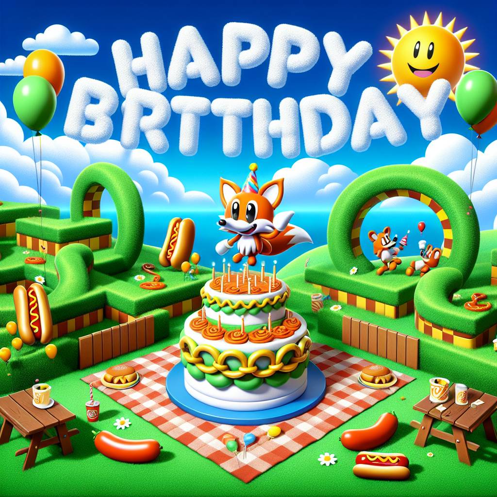 2) Birthday AI Generated Card - Tails from Sonic (ba37a)