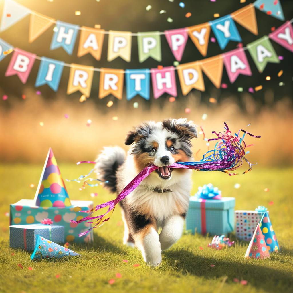 3) Birthday AI Generated Card - Australian Shepherd   (66900)