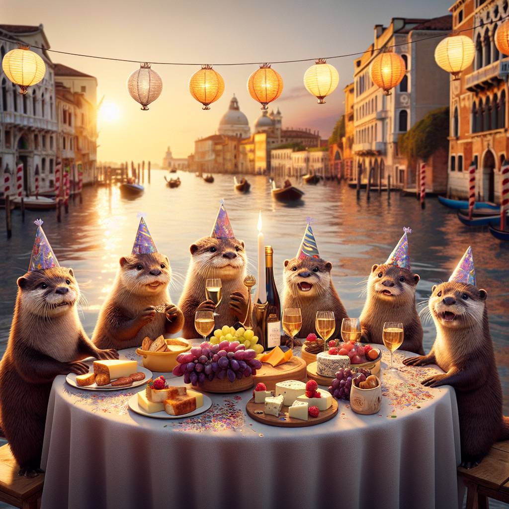 2) Birthday AI Generated Card - Italy, Otters, and Wine (32466)