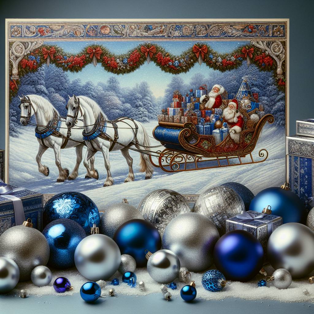 1) Christmas AI Generated Card - Royal, Horses, and White (e5379)})