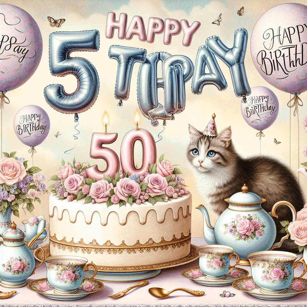 2) Birthday AI Generated Card - 50th   for her (41f79)