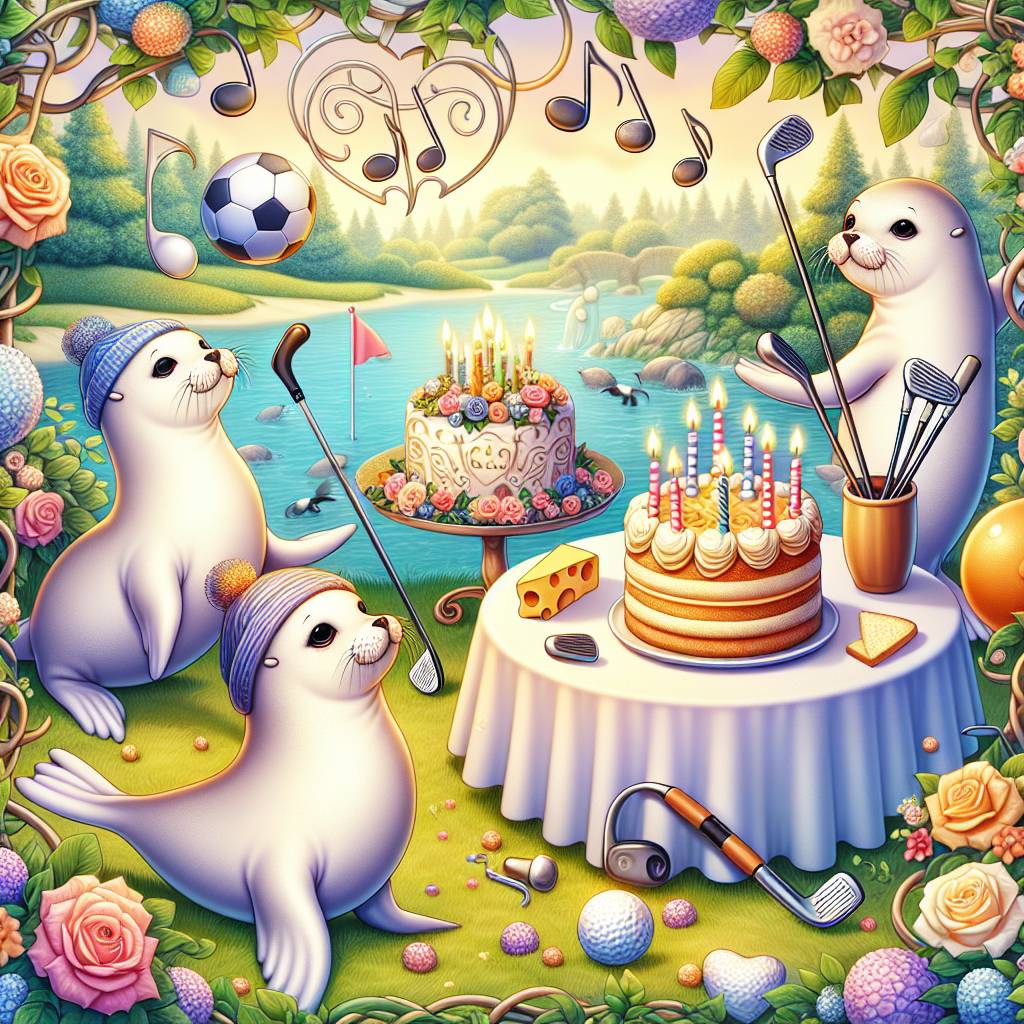 2) Birthday AI Generated Card - Womens Football, Golf, Seals, Trainers , Cake, Cheese , Nature , Music , and Love  (b070f)