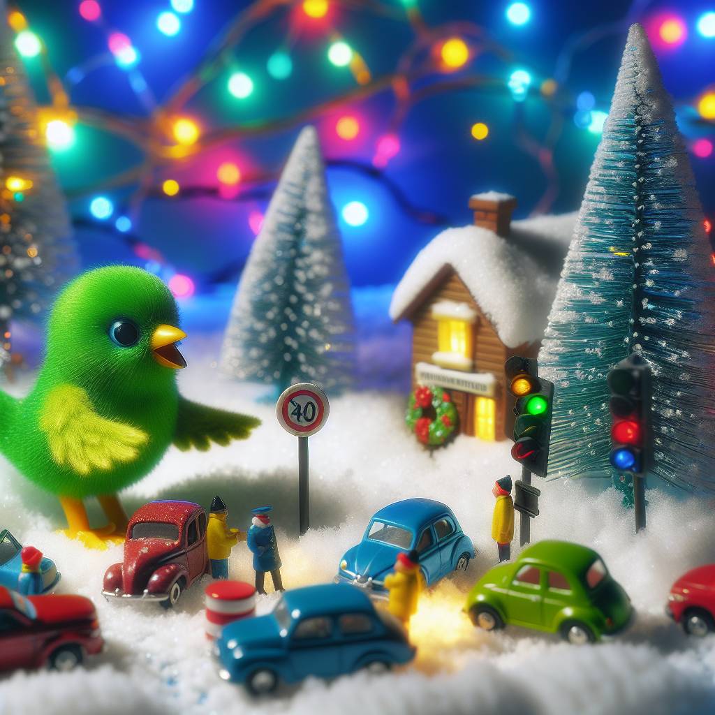 4) Christmas AI Generated Card - Debating, Green birds, and Bad driving (b9a0c)})