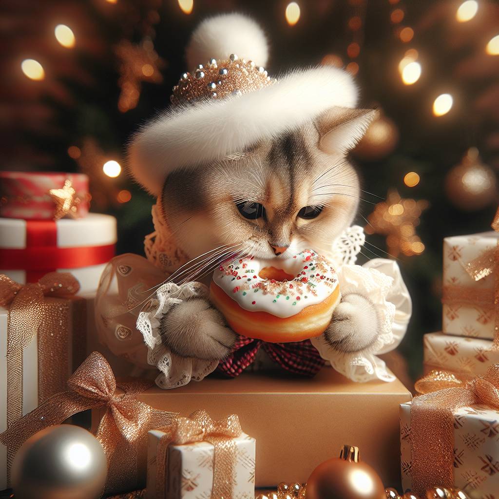 4) Christmas AI Generated Card - Donuts, Cats, and Fashion (f53d3)