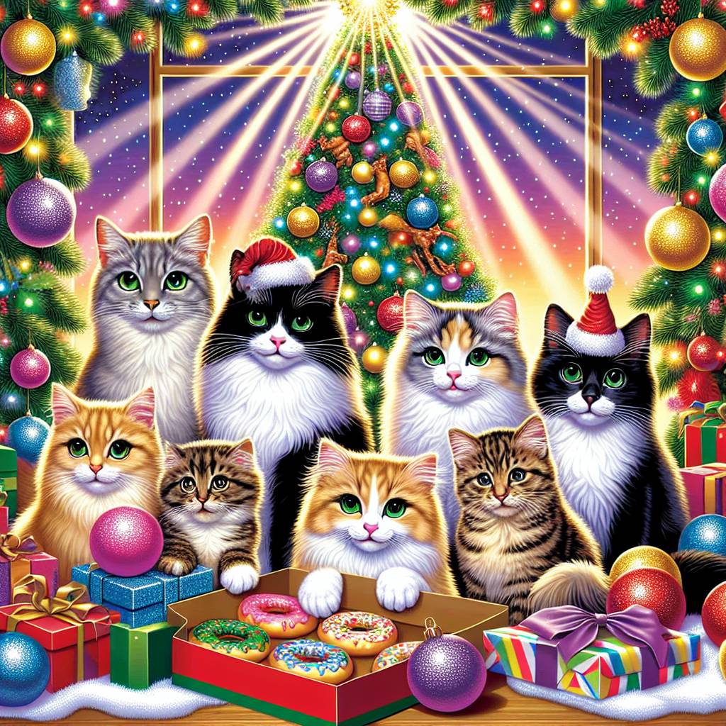 3) Christmas AI Generated Card - Donuts, Cats, and Fashion (0a155)