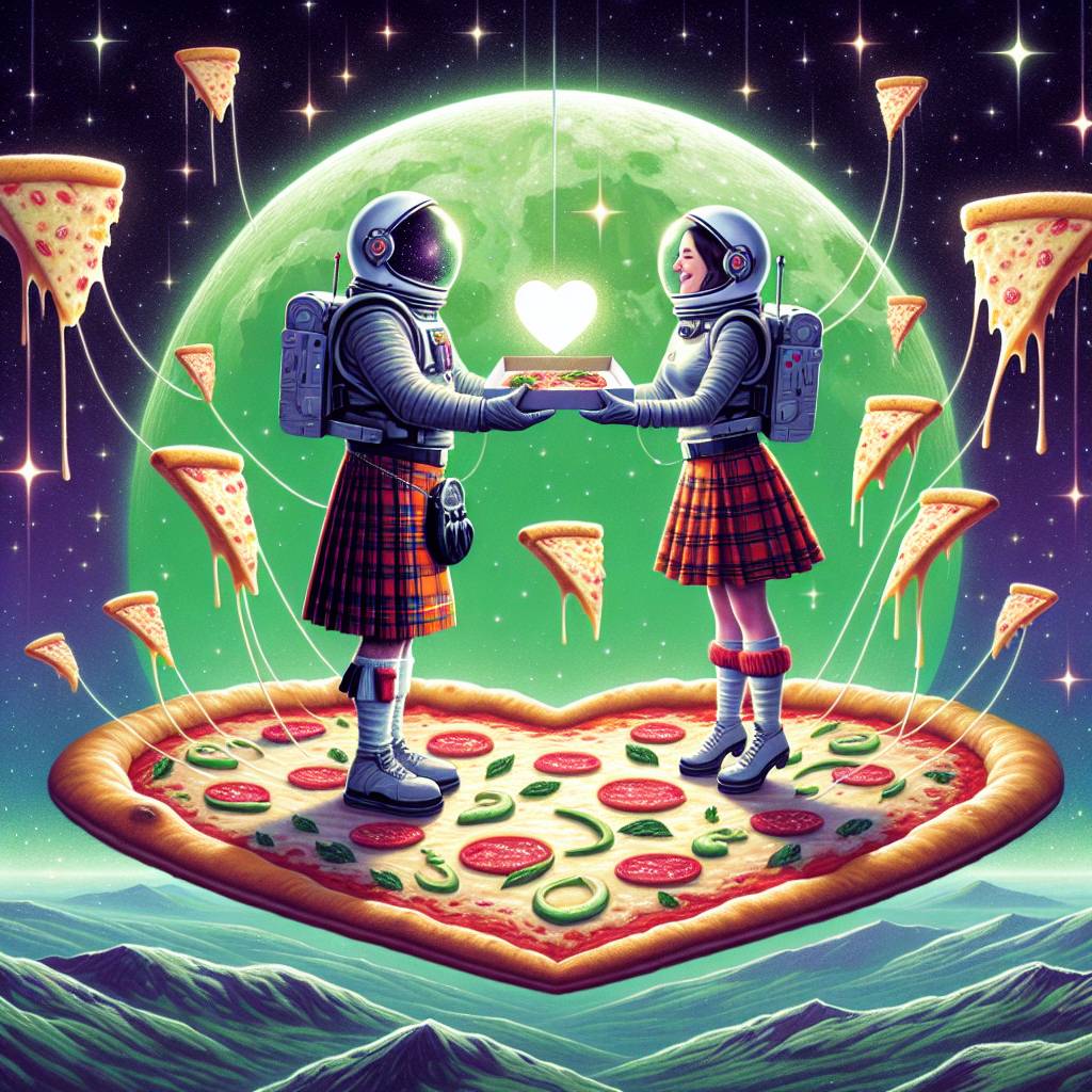 2) Valentines-day AI Generated Card - Space, Cheese, Scotland , and Pizza (5d718)