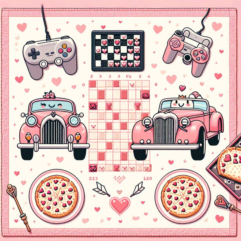 2) Valentines-day AI Generated Card - Chess, VW Beetles, Cribbage, Pizza, and PS5 (a109e)