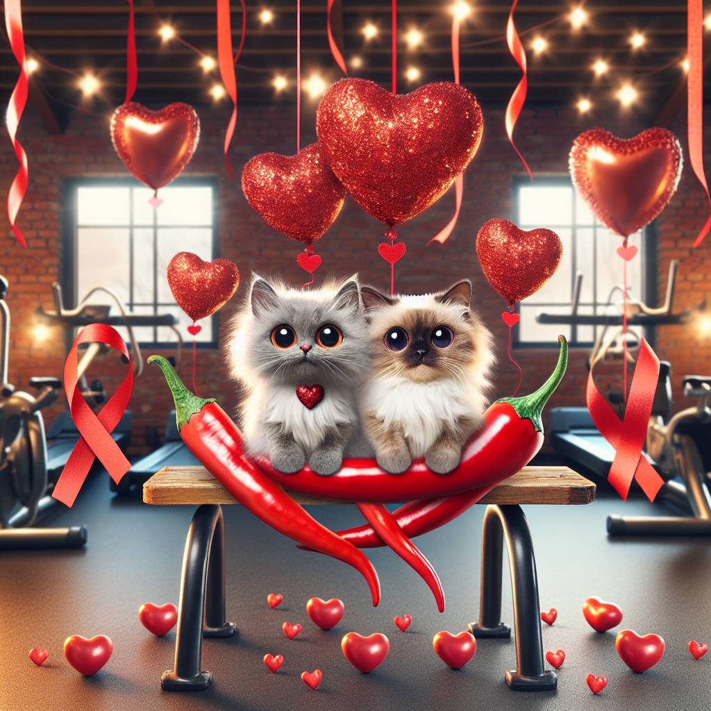 1) Valentines-day AI Generated Card - Cats, Chilli, and Gym (5e9f5)