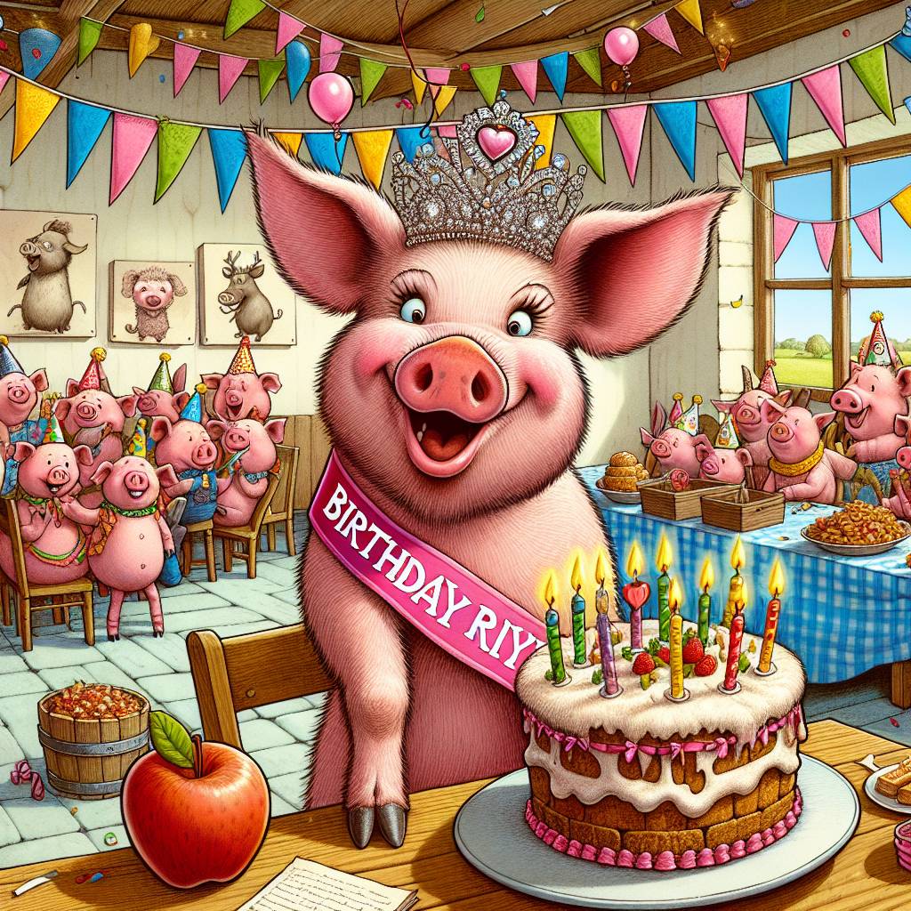 2) Birthday AI Generated Card - pig (ad1d6)