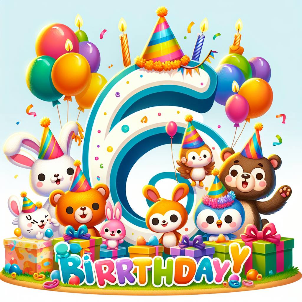 1) Birthday AI Generated Card - 6th kids   (ca6da)