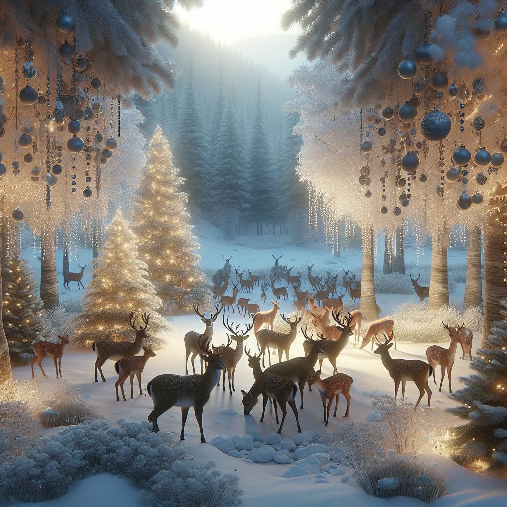 1) Christmas AI Generated Card - Snowy forest, Deer, and Trees (eb4f1)