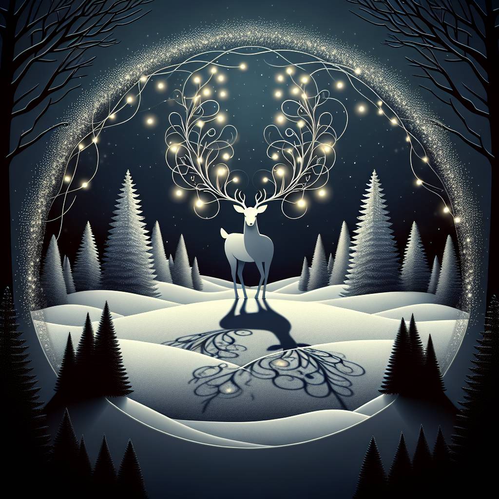 3) Christmas AI Generated Card - Snowy forest, Deer, and Trees (61032)