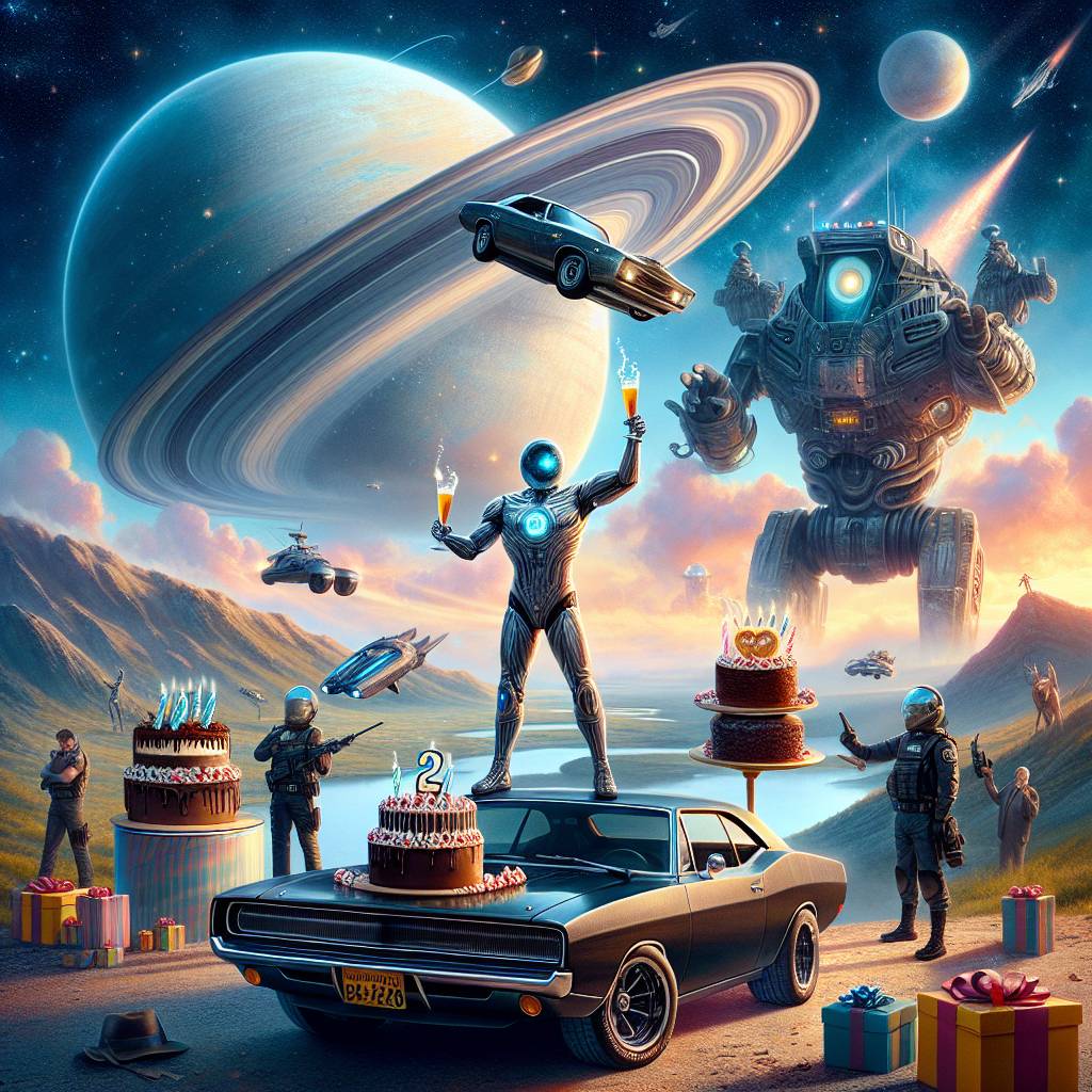 1) Anniversary AI Generated Card - Alien films, Back to the future, Mustang cars, Star trek, Terminator, Robocop, 2 year anniversary, and Chocolate  (b8fd4)