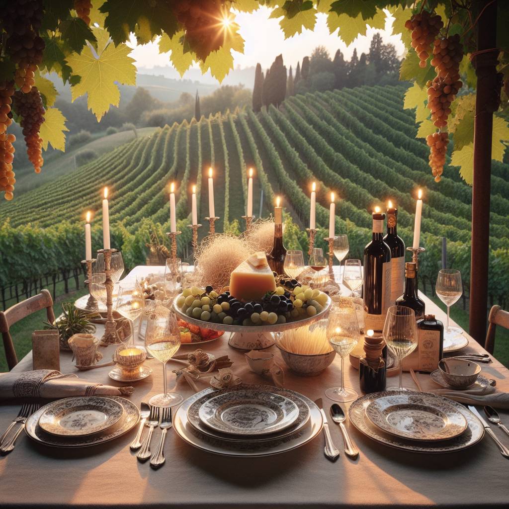 2) Birthday AI Generated Card - Fancy dinner, Parmesan cheese, Italy, Vineyard, and Balsamico vinegar (51311)