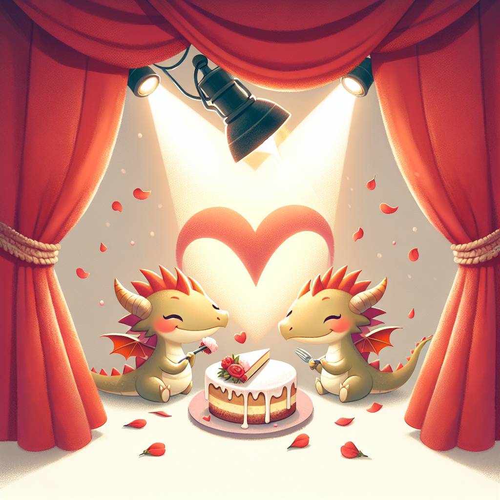 1) Valentines-day AI Generated Card - Dragons , Cheesecake , and Theatre (59095)