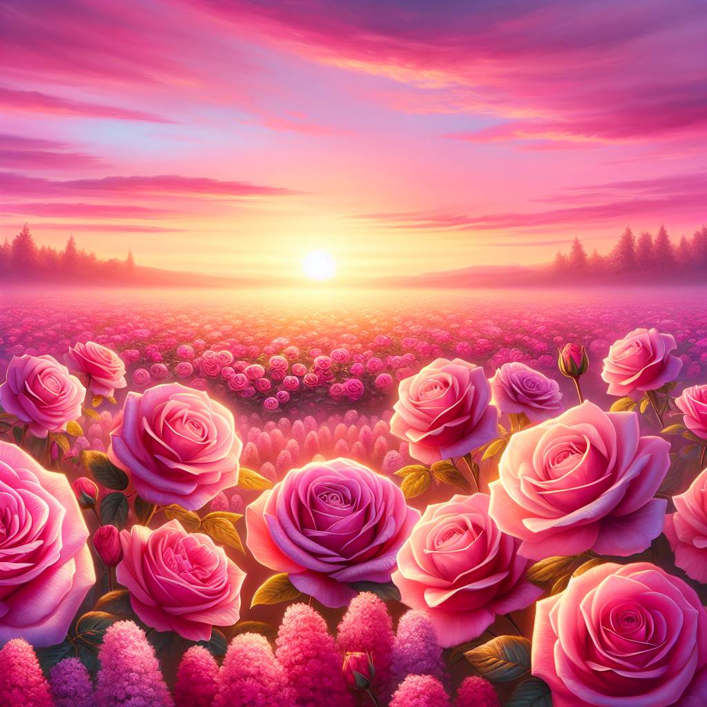 2) Valentines-day AI Generated Card - Pink roses, and Sunset (14b0f)