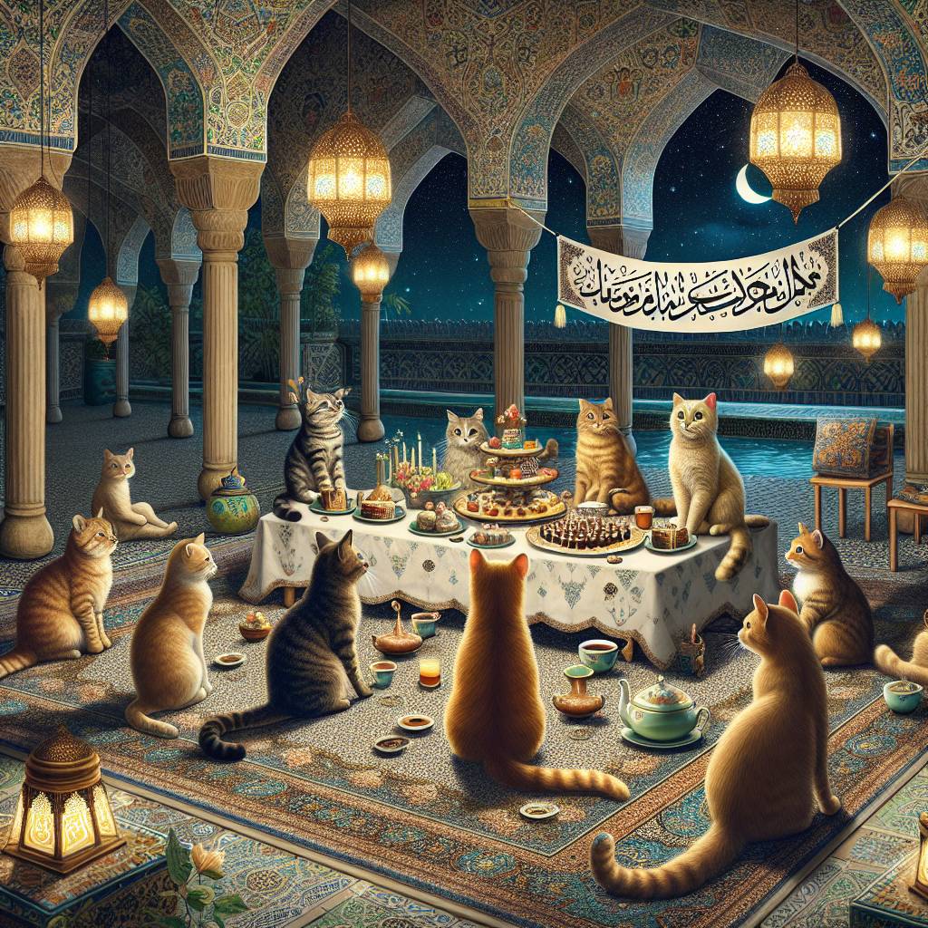 2) Birthday AI Generated Card - Tea, Cats, and Islam (7e27c)