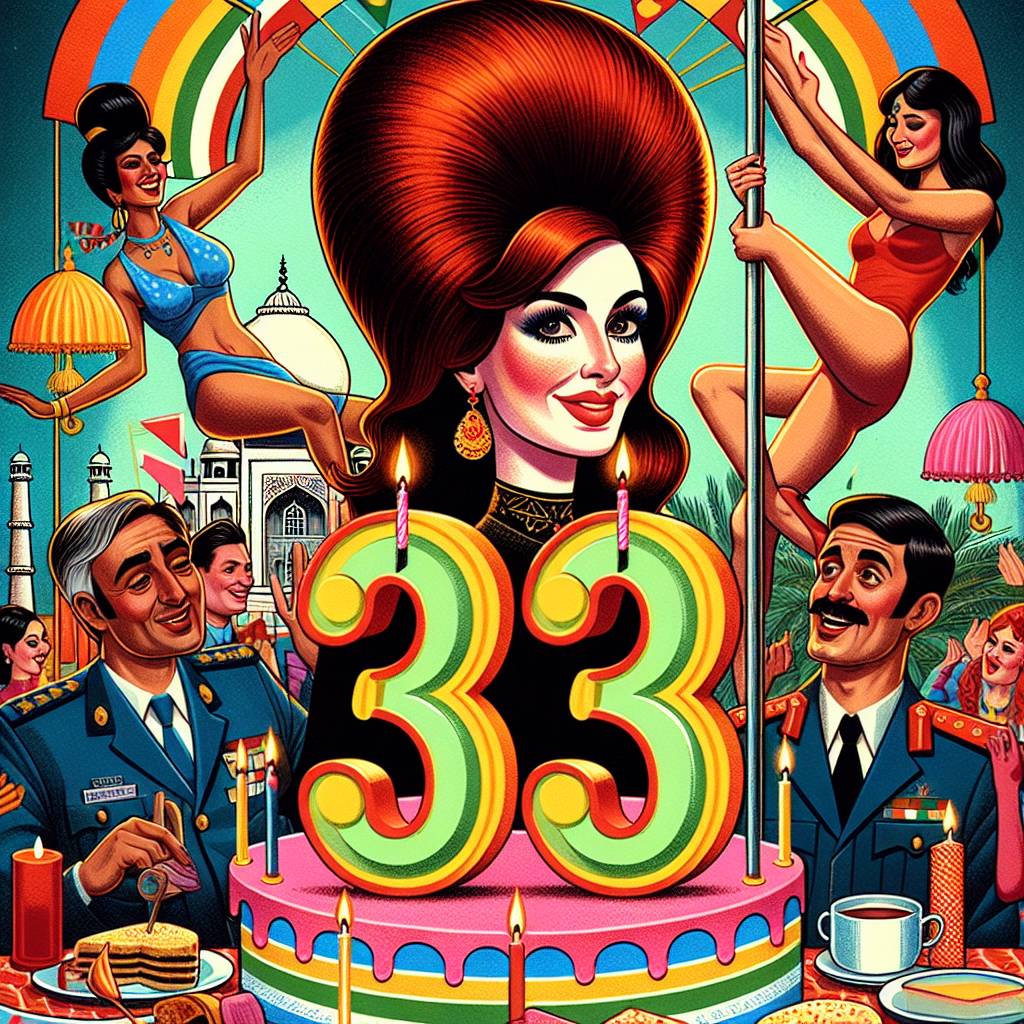 1) Birthday AI Generated Card - 33, Amy winehouse, India, Pole dancing , Army man, Ginger girl, and Psychologist (b4ab8)