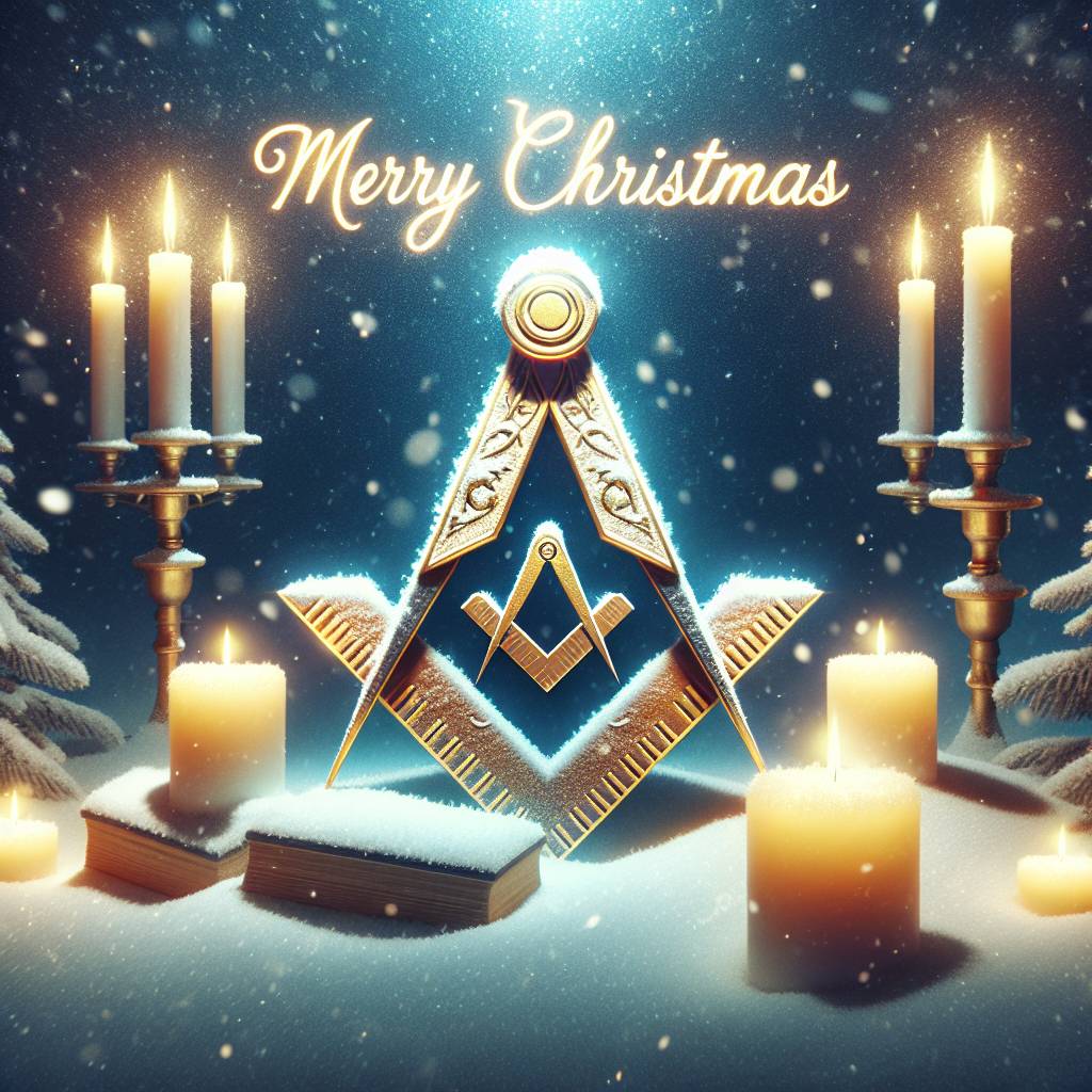 2) Christmas AI Generated Card - Masonic, Snow, and Christmas (ec8f0)