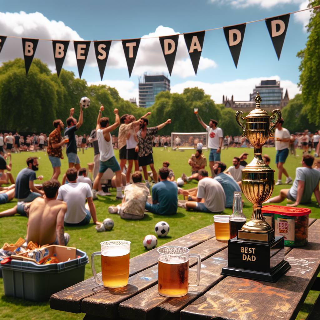 1) Fathers-day AI Generated Card - Football , Beer , Sun, London , Father’s Day , and Best dad  (152c8)