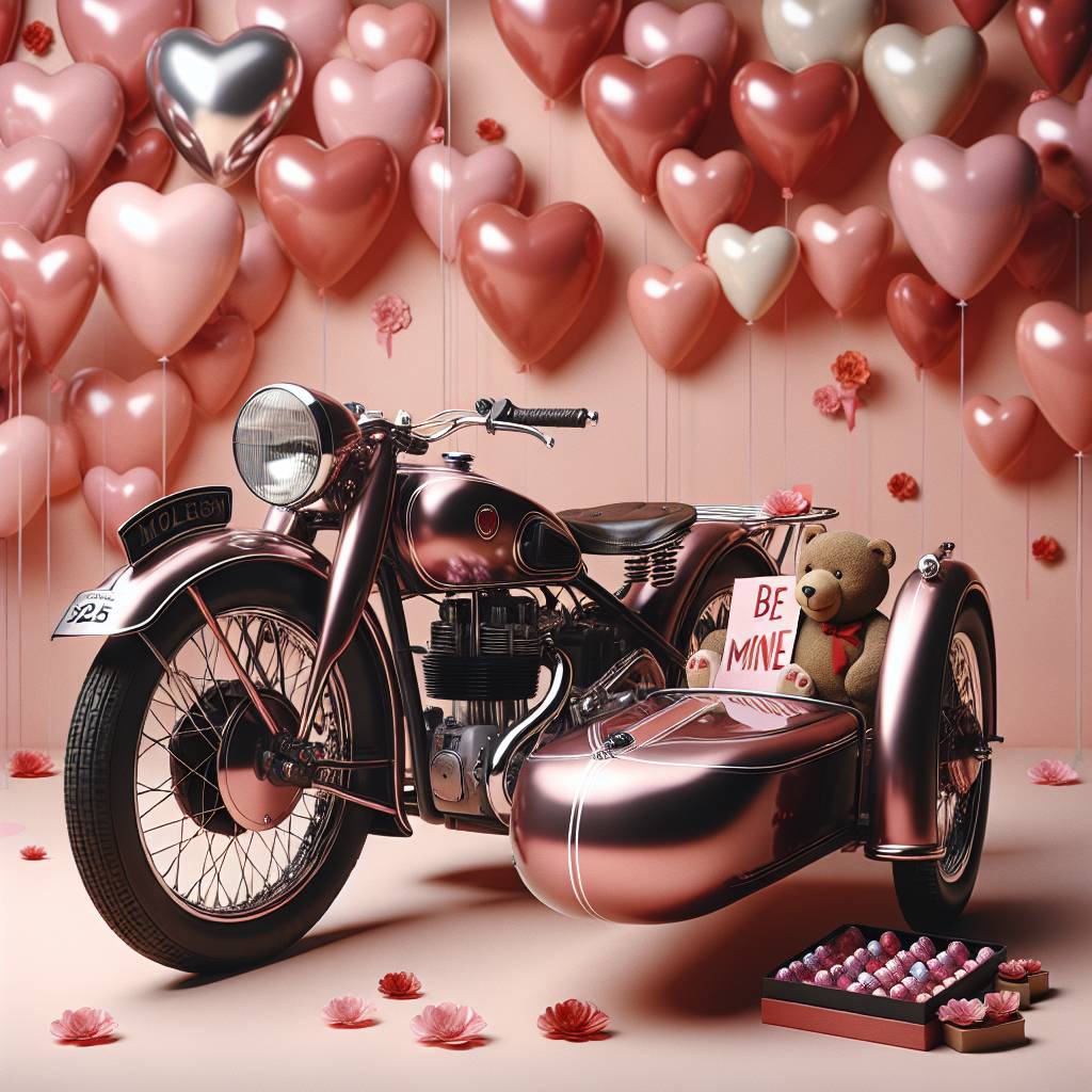 2) Valentines-day AI Generated Card - Harley Davidson motorbike  (bb50a)