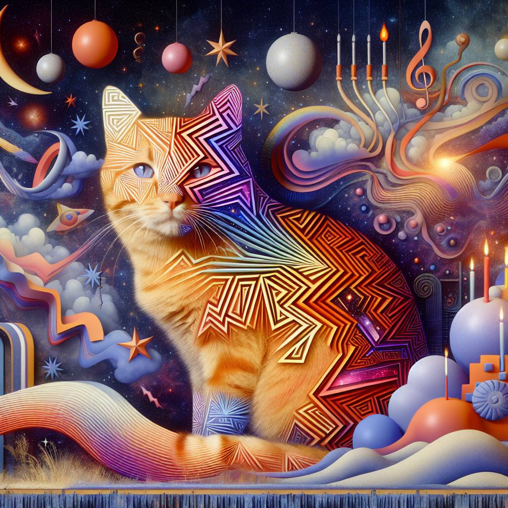 2) Birthday AI Generated Card - David bowie, and Ginger cat (8776a)