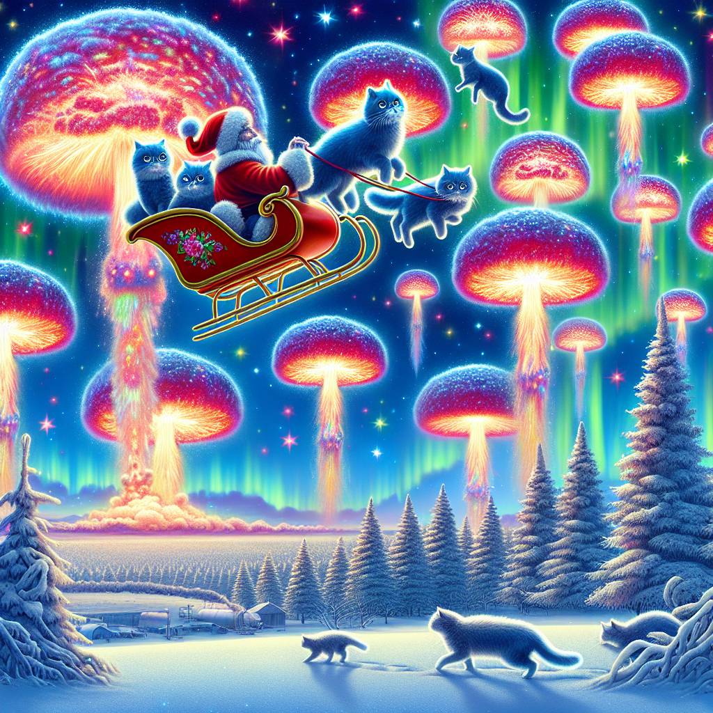3) Christmas AI Generated Card - Cats, Explosions, and Nuclear bombs