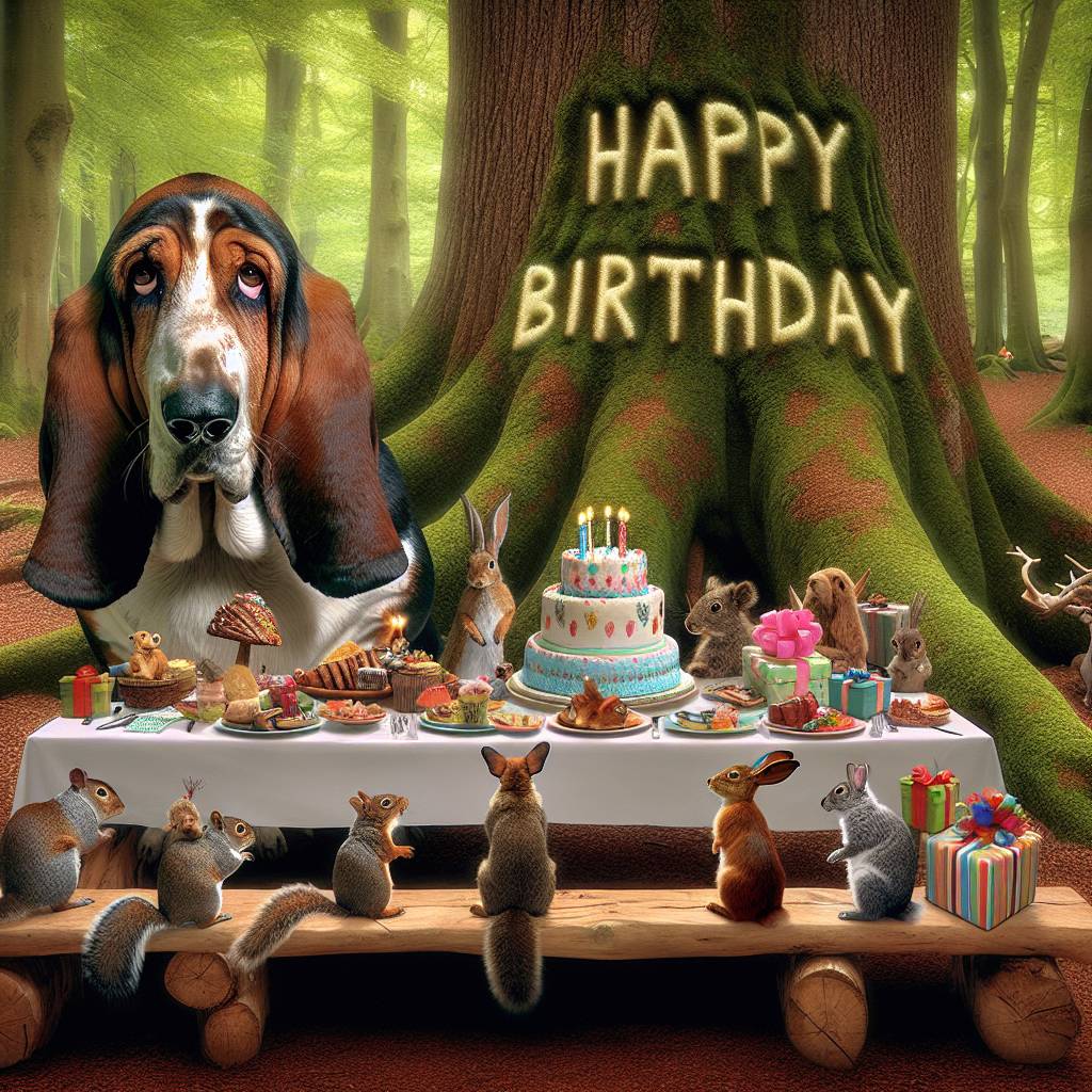 3) Birthday AI Generated Card - Basset Hound   (7cb0b)