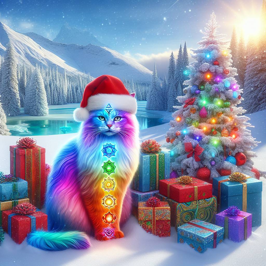 2) Christmas AI Generated Card - chakra healing cat (92fd1)