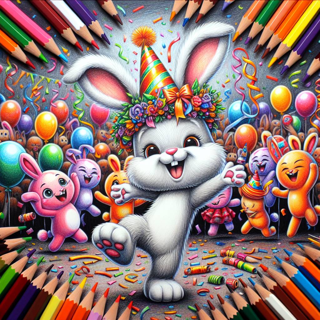 4) Birthday AI Generated Card - Bunny, Dancing , and Pencil set