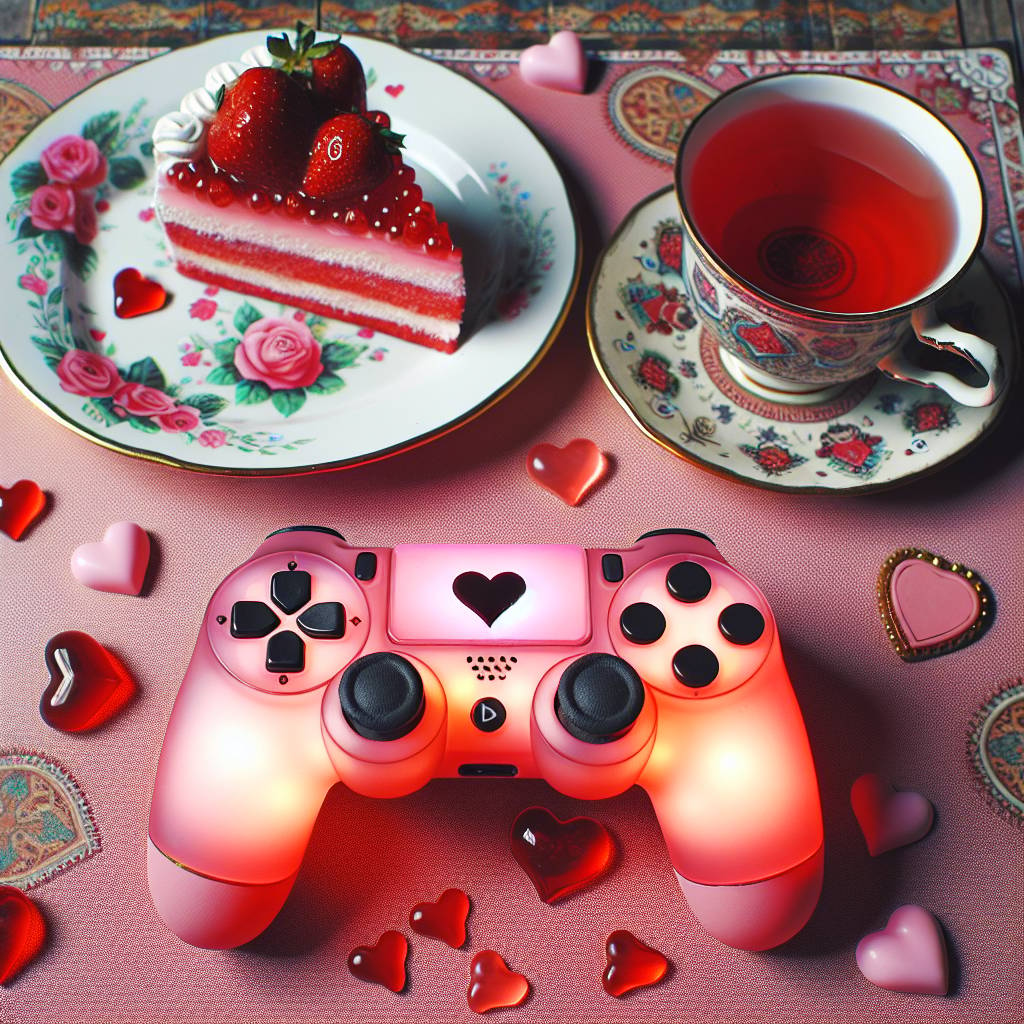 2) Valentines-day AI Generated Card - Xbox, Cake, and Cup of tea (c0a88)