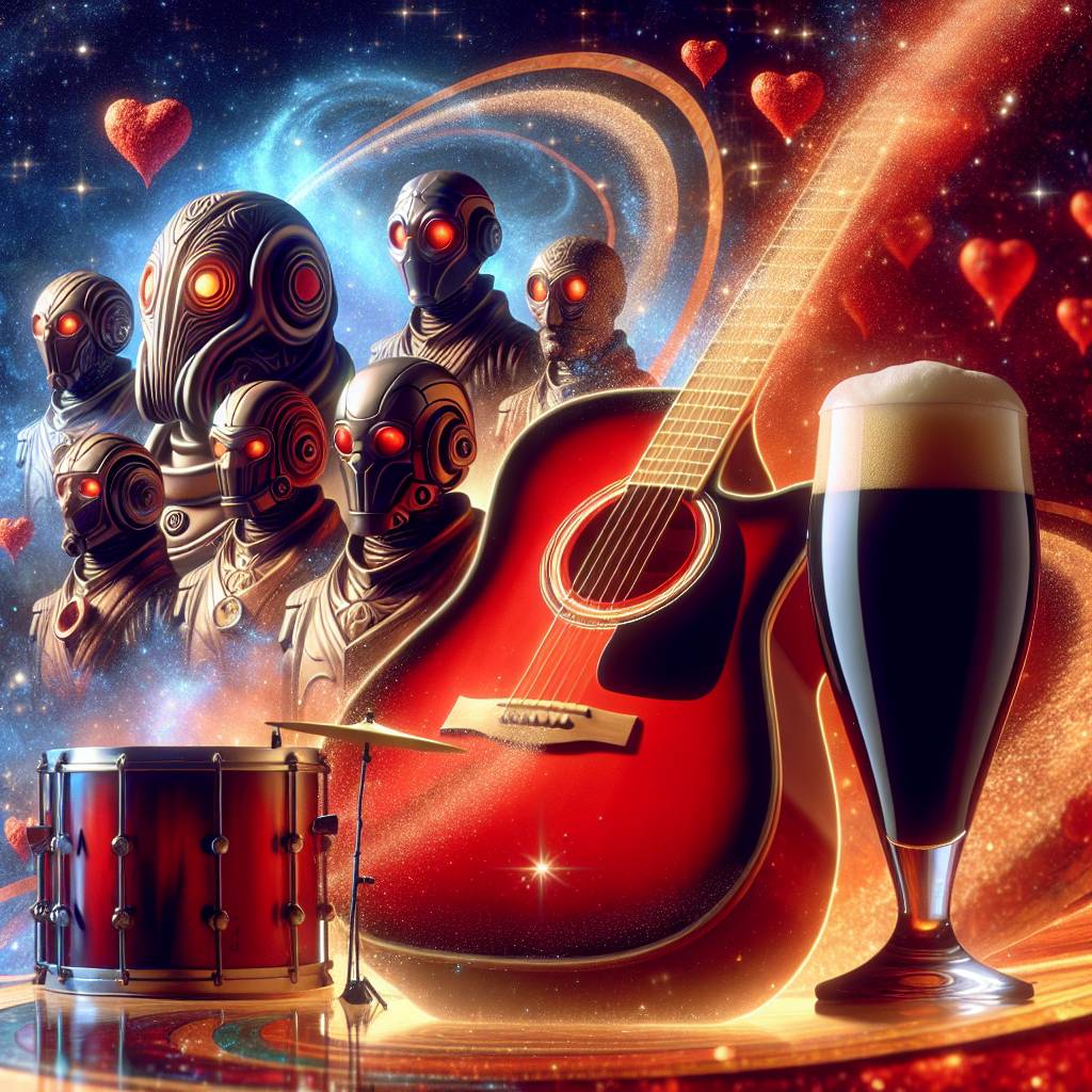 1) Valentines-day AI Generated Card - Red guitar, Drums, Star wars, and Guiness  (49e21)