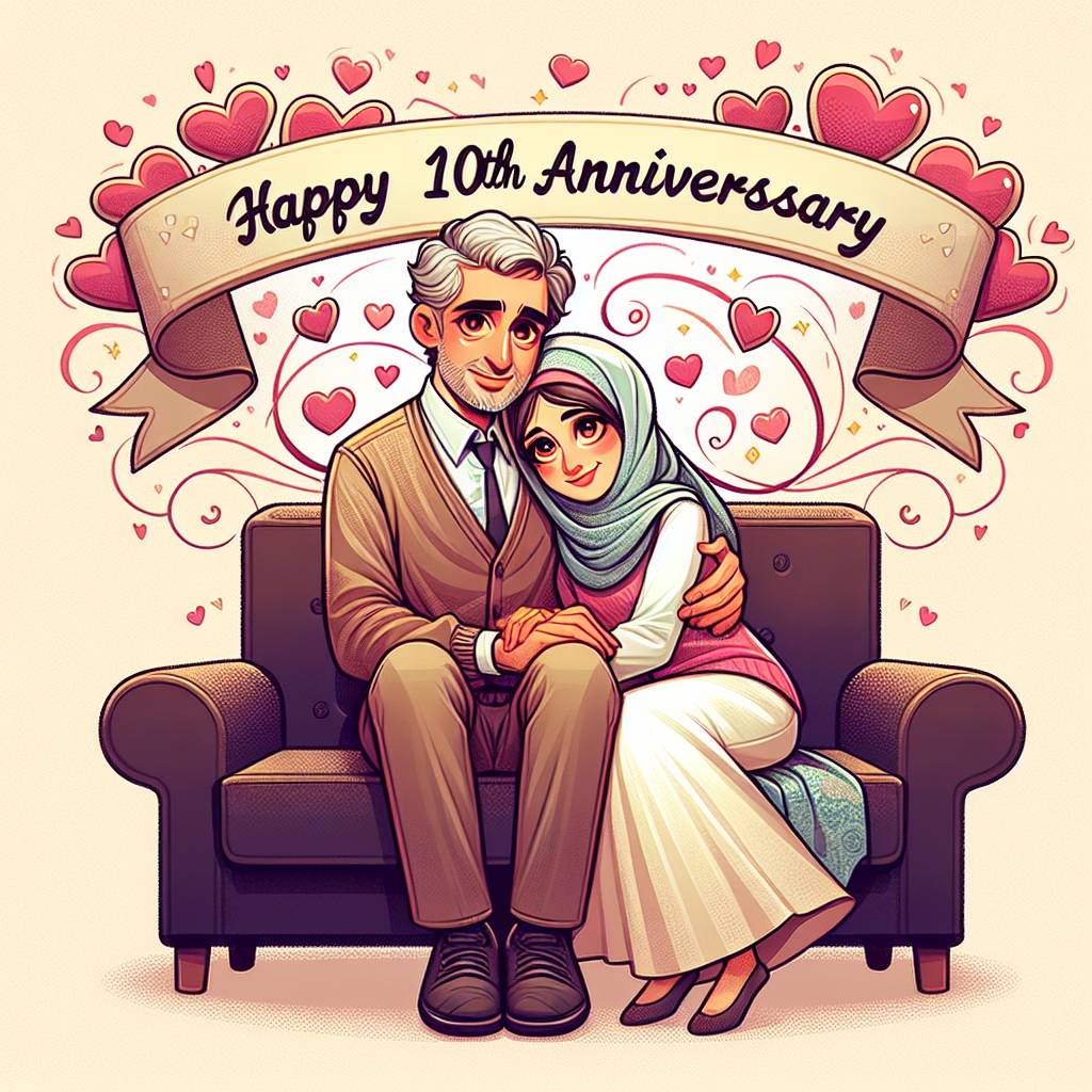 2) Anniversary AI Generated Card - 10 years wedding anniversary, History, and Love (cd72a)