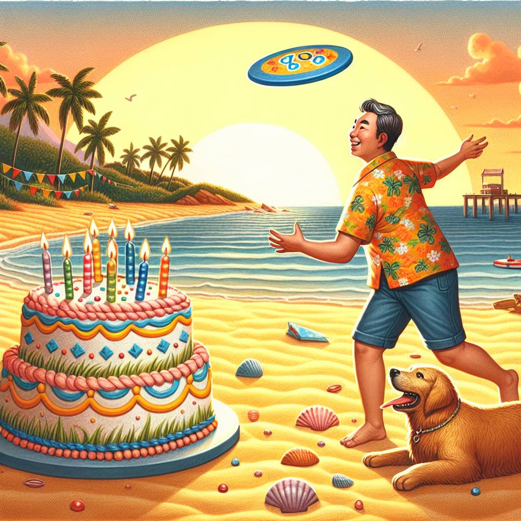 1) Birthday AI Generated Card - Dog, Man, and Beach