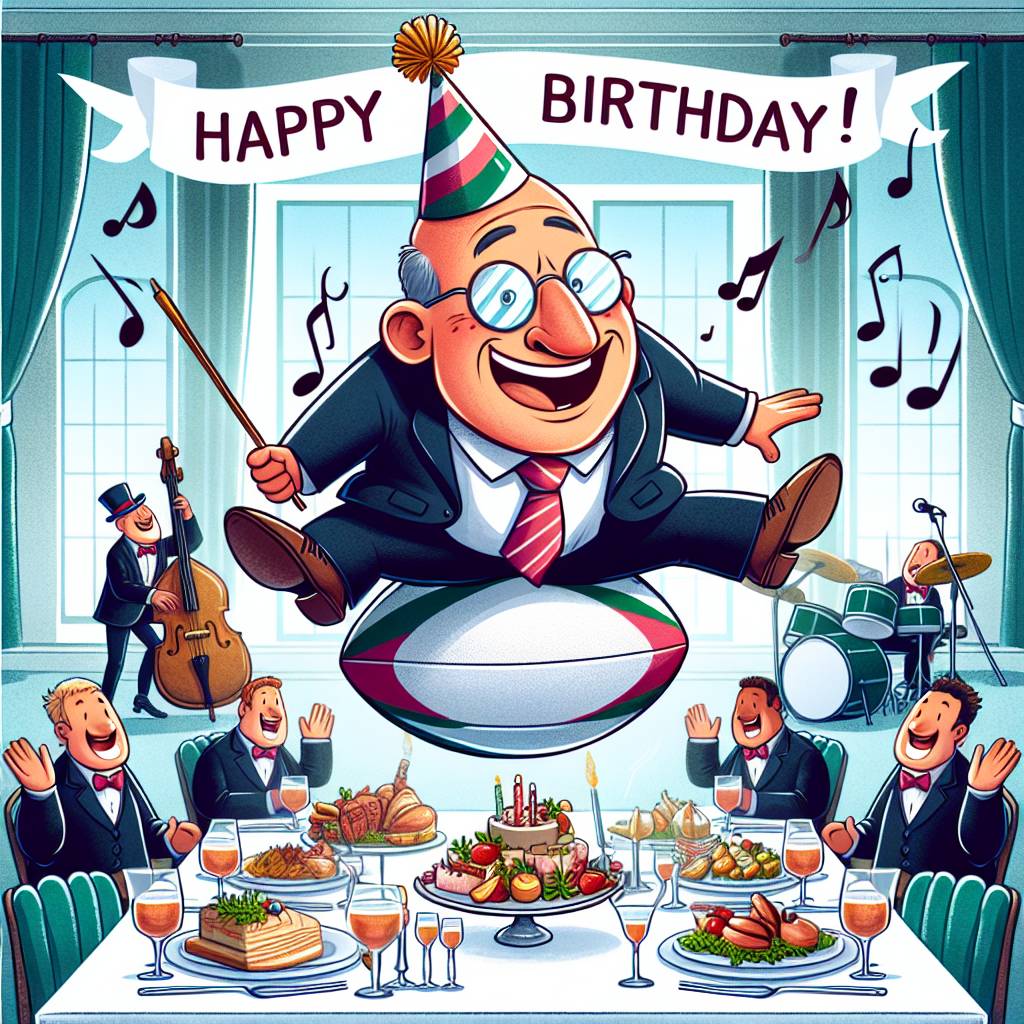 1) Birthday AI Generated Card - Head teacher , Rugby, Abba, and Fine dining (56beb)