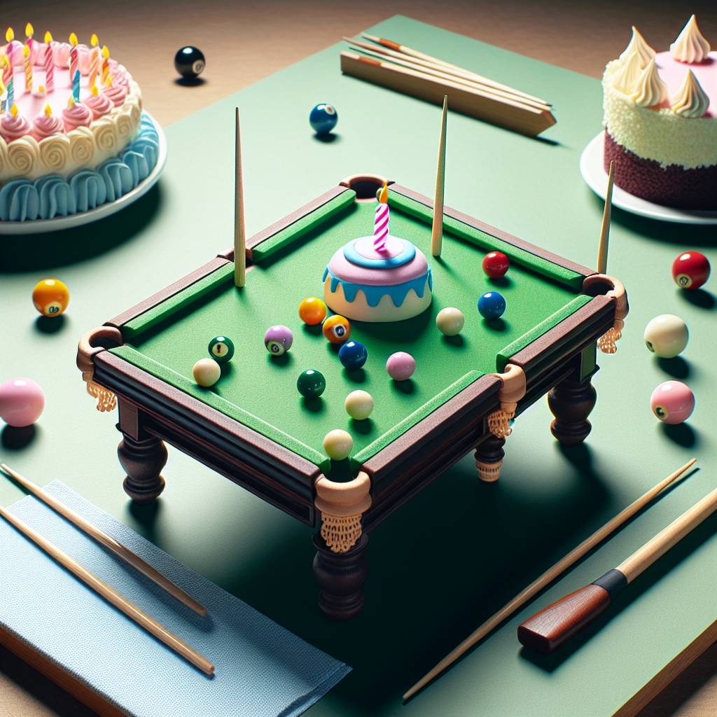 2) Birthday AI Generated Card - Cake, and Snooker (2f645)