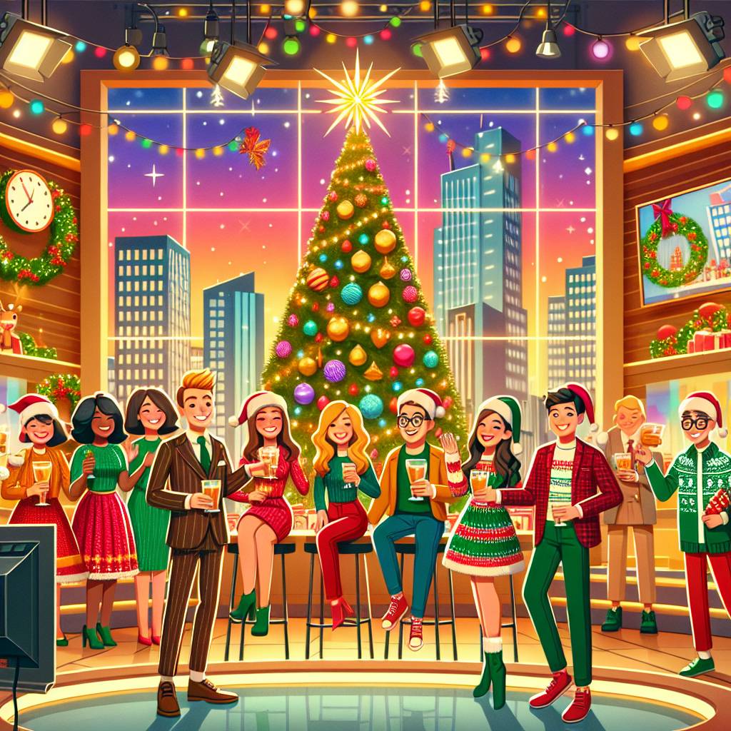 1) Christmas AI Generated Card - a christmas party in the tv studios at media city manchester (4f4d3)