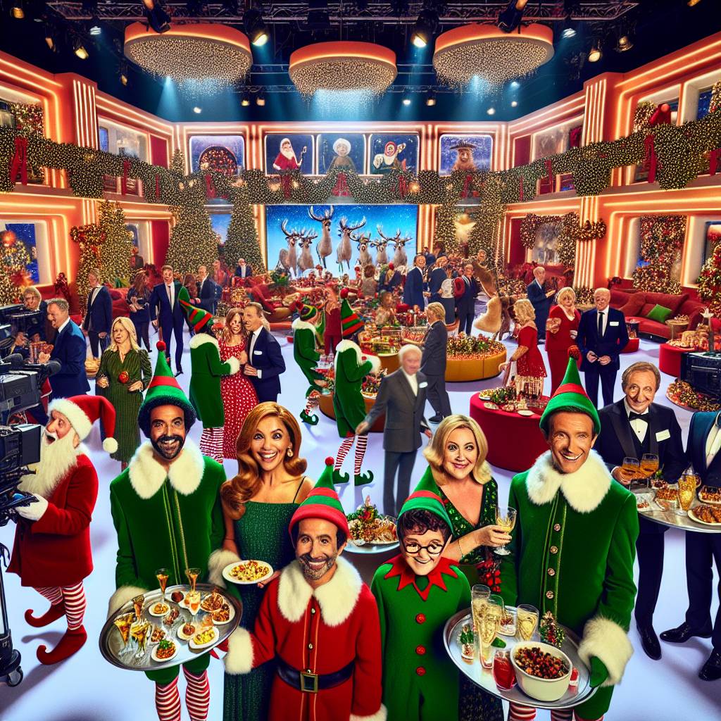 2) Christmas AI Generated Card - a christmas party in the tv studios at media city manchester (48cee)