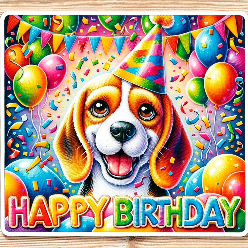 1) Birthday AI Generated Card - Beagle   (f331f)