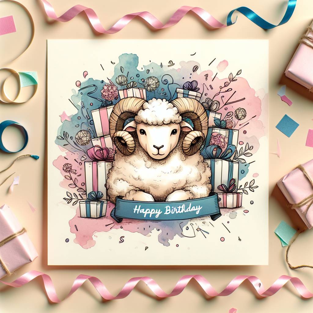 4) Birthday AI Generated Card - Aries Birthday Cards (ae756)