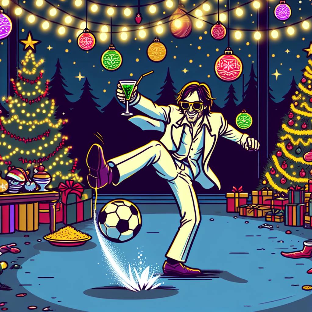 3) Christmas AI Generated Card - Sleazy individual, Alcohol (shots) tequila, and Soccer (21514)})