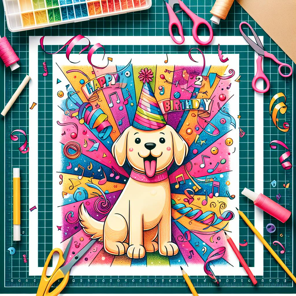 1) Birthday AI Generated Card - Labrador, Musicals, and Crafts (04b5e)