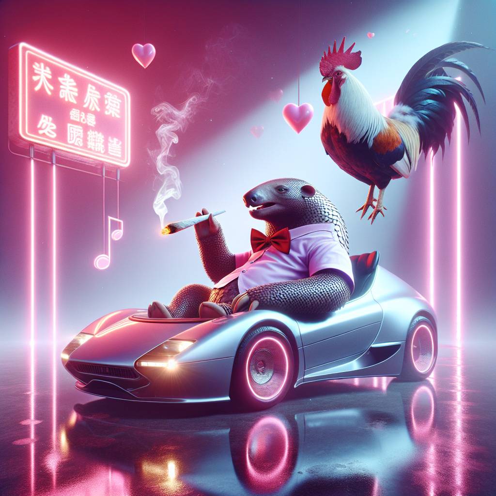 2) Valentines-day AI Generated Card - Pangolin, Smoking weed, Audi, Chinese takeaway, and Big cock (7b94b)