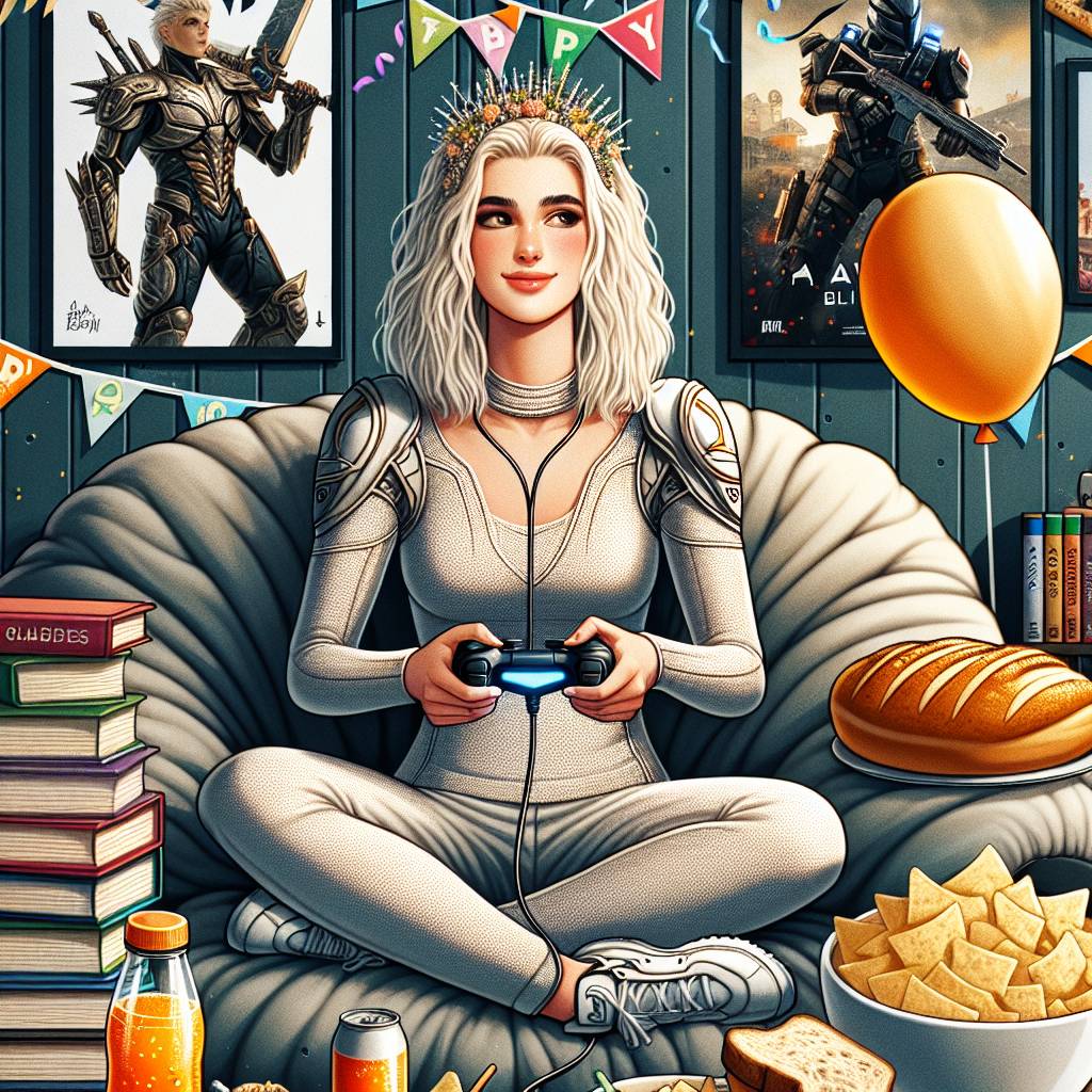 1) Birthday AI Generated Card - Taylor Swift, Romance novels, PlayStation 5, Crisps, Irn bru, Bread, Books, The Last of Us, and Uncharted (a5e7c)