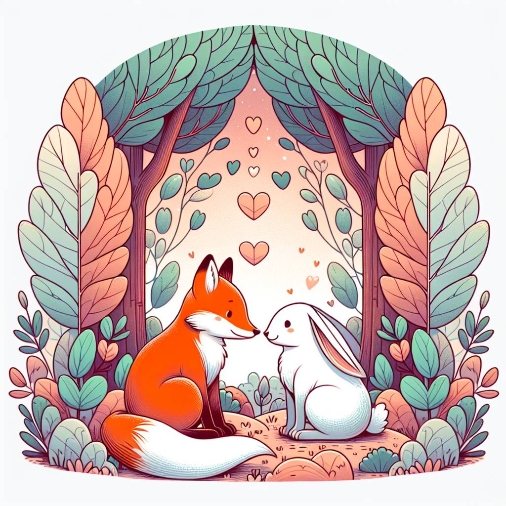 1) Valentines-day AI Generated Card - Fox, rabbit, love (a1a78)